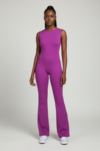 Sleeveless Flare Jumpsuit - Purple