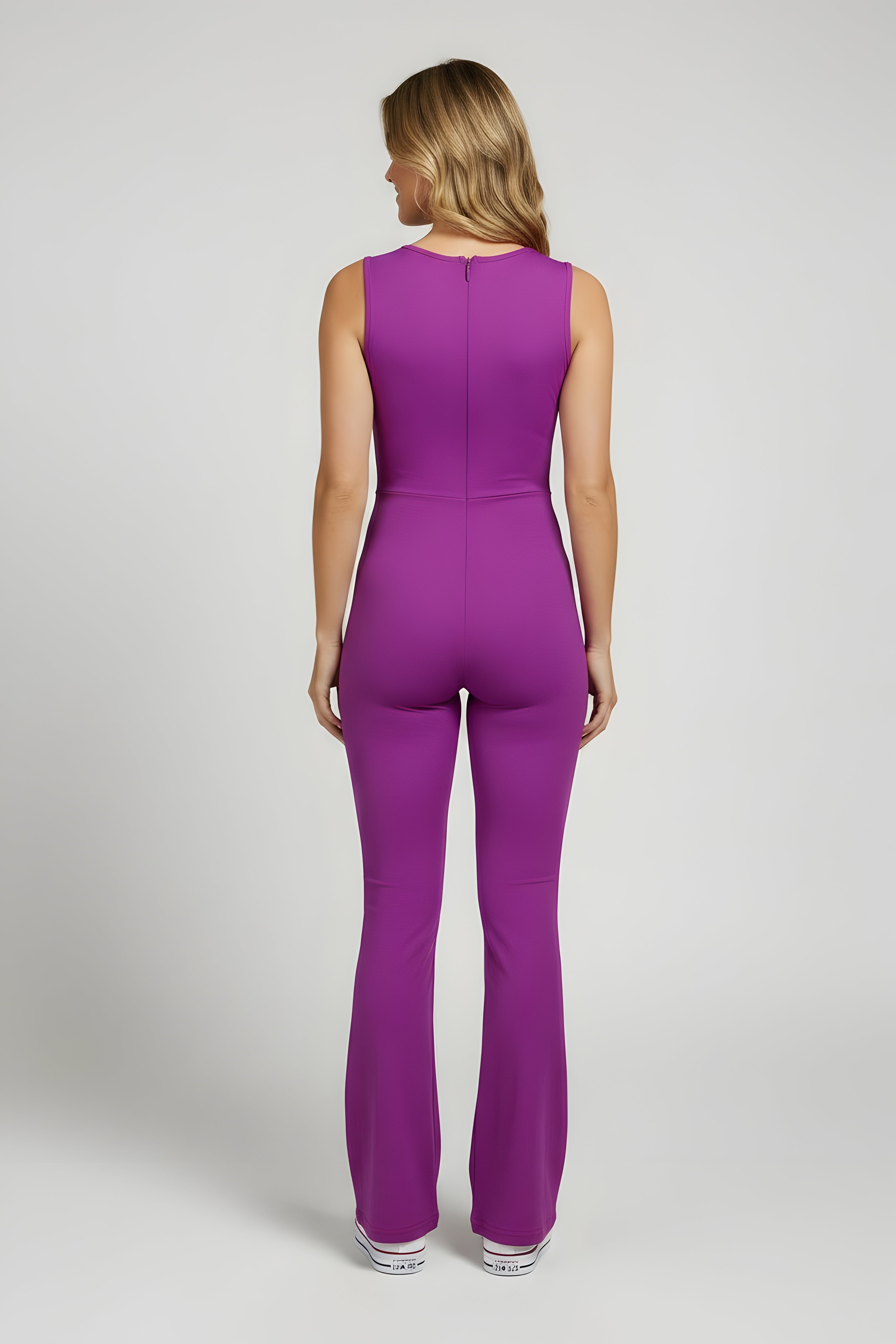 Sleeveless Flare Jumpsuit for Tall Women - Purple
