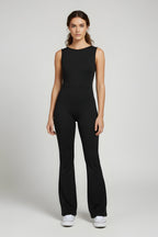 Sleeveless Flare Jumpsuit for Tall Women - Black
