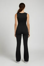Sleeveless Flare Jumpsuit for Tall Women - Black